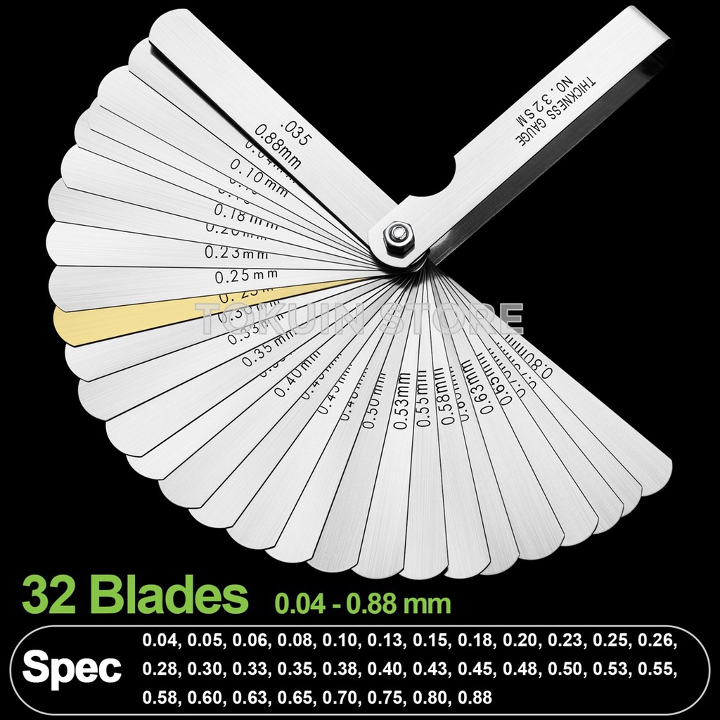 Filler Feeler Gauge 32 Blade Alat Ukur Ketebalan Celah Klep Isian Besi