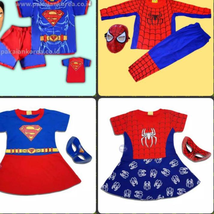 BISA COD ✔️BAJU KOSTUM SUPERMAN ANAK / KOSTUM ANAK SPIDERMAN COWOK DAN CEWEK BONUS TOPENG|KD2