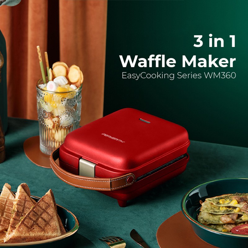 PerySmith WM360 3 in 1 Waffle Maker Nonstick Alat Pembuat Waffle 600W