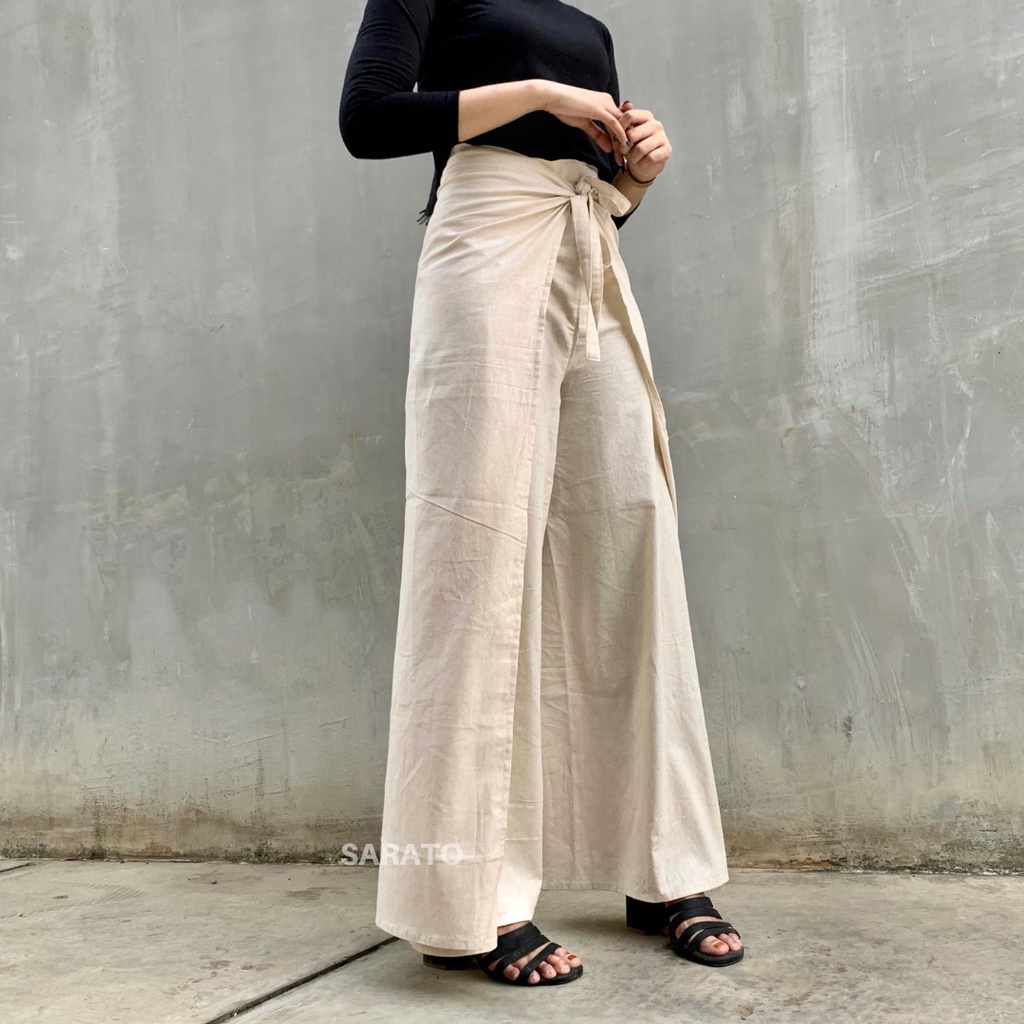 SARATO - Gia Wrap Pants Linen Premium / Celana Lilit Kulot
