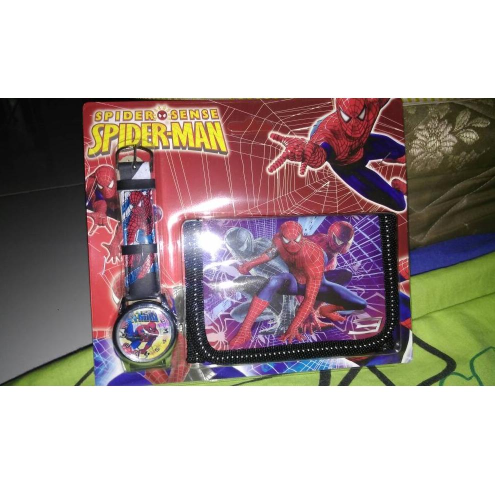 Jam tangan anak + dompet spiderman / Jam tangan spiderman "KRA.31Oc22g"