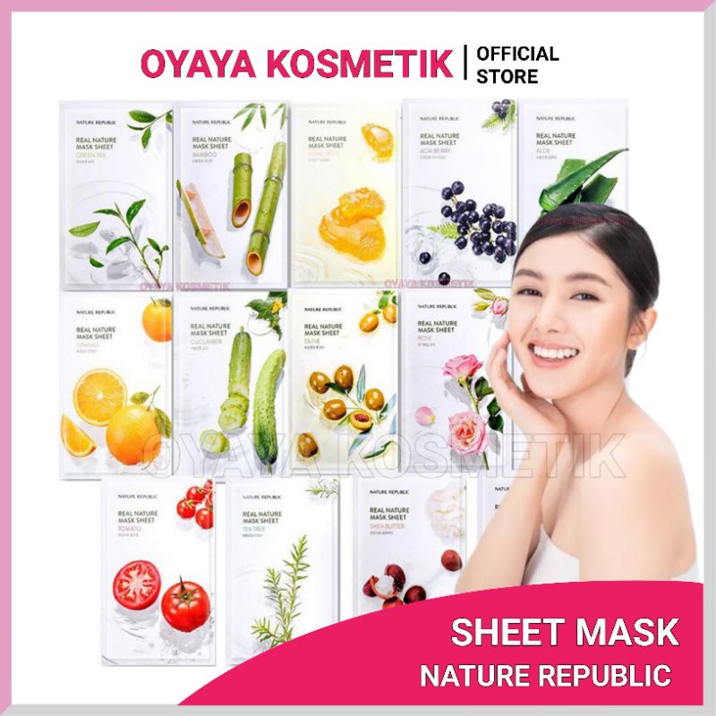Masker Wajah Nature Republic Real Nature Sheet Mask Skincare Korea Mencerahkan Melembutkan Segar Mem