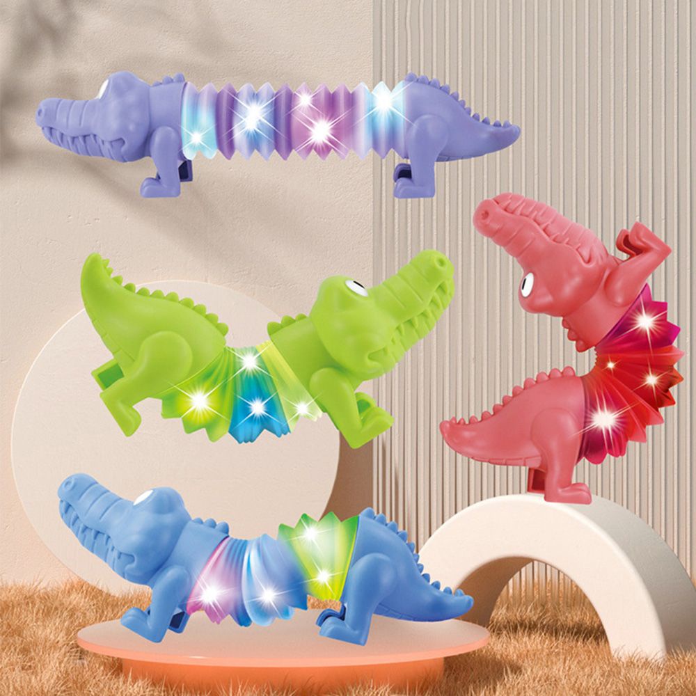 Luminous Sensory Spring Tube Toy Telescopic Pop Tube Toy Changeable Fidget Toy Dinosaur/Dolphins/Crocodiles/Sharks