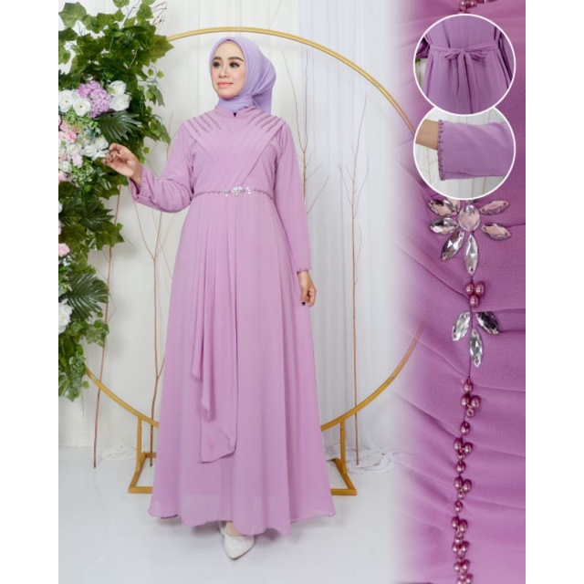 Permata Olshop / Gamis Arabella Ceruty Baby Doll / Gamis Kondangan Modern / Gamis Pesta Elegant / Gamis Muslimah