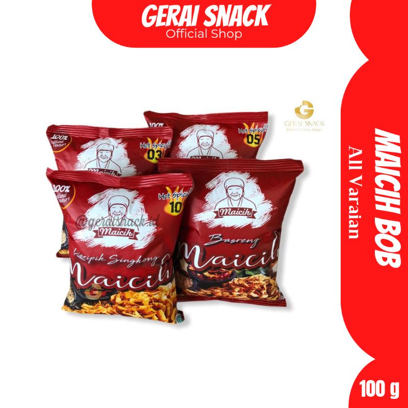 [TERLARIS] Keripik Maicih Bob Logo Hadap Depan Asli Bandung 100g