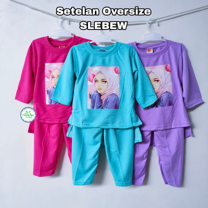 Setelan Oversize SLEBEW viral  2 3 4 5 6 7 8 9  tahun gambar cewek hijab jilbab baju anak cewek perempuan terbaru Fatonah Shop pom setelan ukhti  pom CH Ac ( SETELAN  HIJABCUTE Ukhti CH )