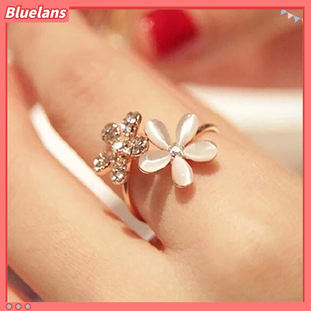 Bluelans Statement Faux Opal Adjustable Jewelry Lightweight Marguerite Open Ring for Women