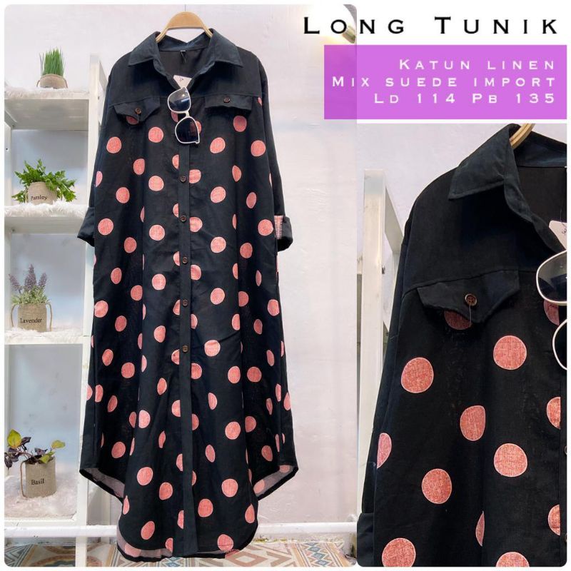 Long tunik Linen mix suede