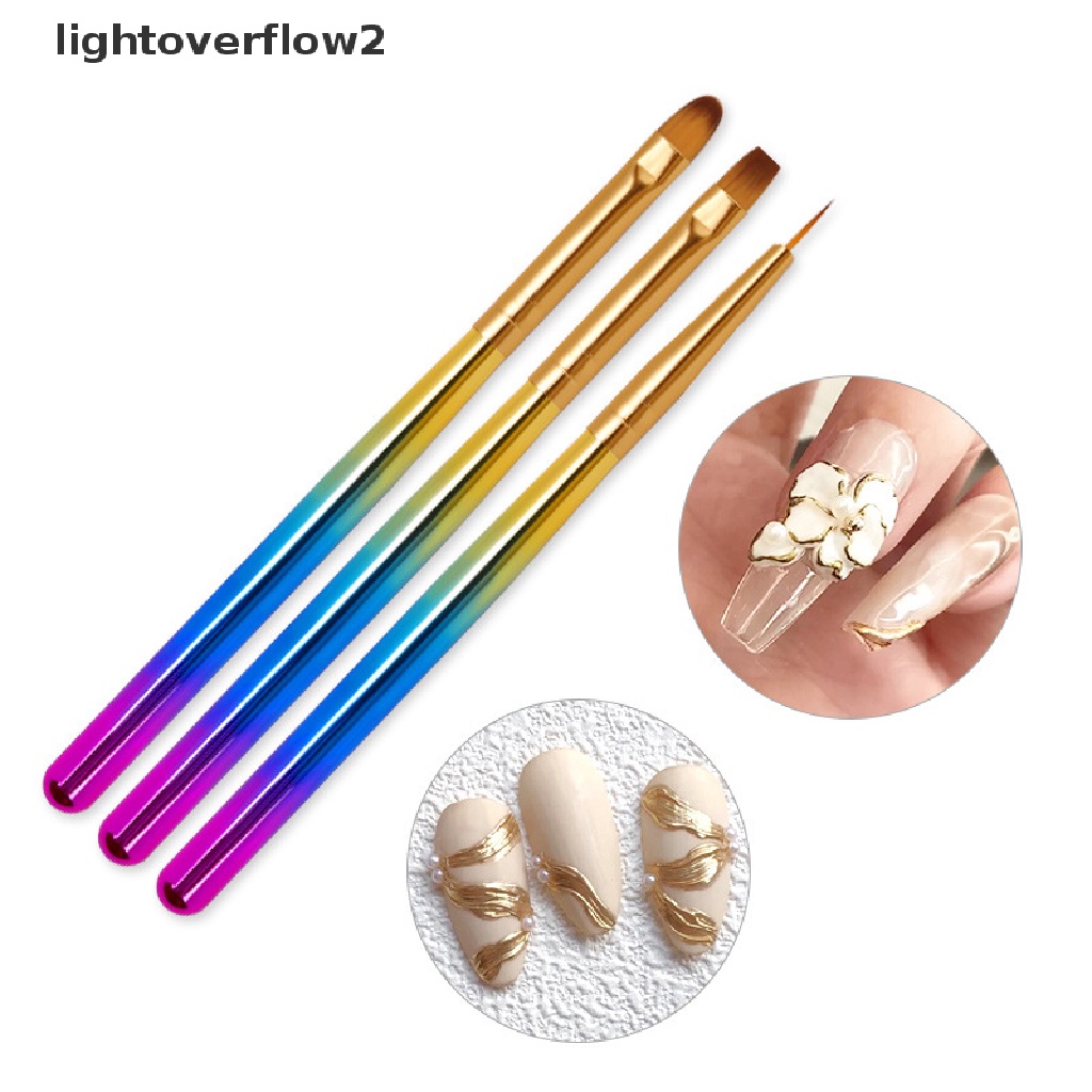 (lightoverflow2) 3pcs / Set Brush Pen Dotting Untuk Gambar Kutek Gel Nail Art