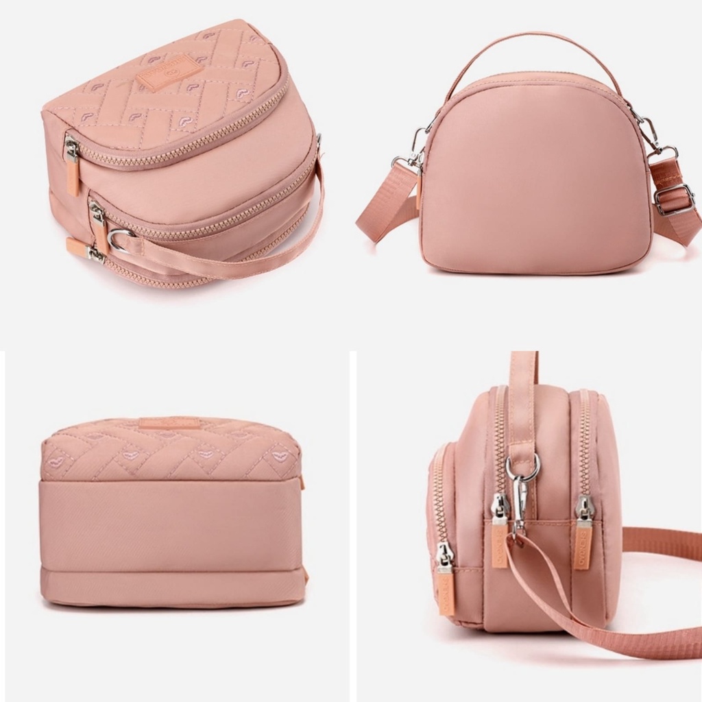 TAS SELEMPANG WANITA IMPORT 3 RESLETING SLING BAG KANVAS PINK TA672P3 RITUNI KOREA FASHION REMAJA KEKINIAN KECIL SIMPLE LUCU PREMIUM BRANDED BATAM CEWEK MURAH