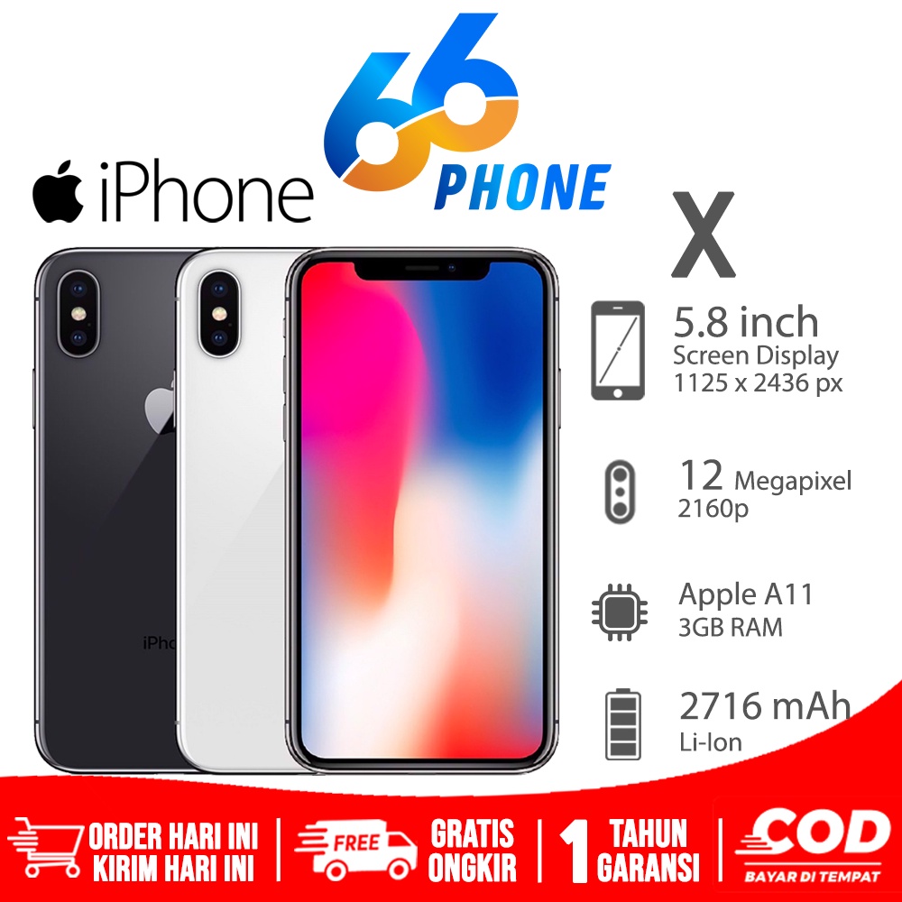 iPhone X 64 /256 GB ORI 100% JAMINAN GARANSI SINYAL LIKE NEW BERGARANSI  MULUS NORMAL FULLSET GRATIS