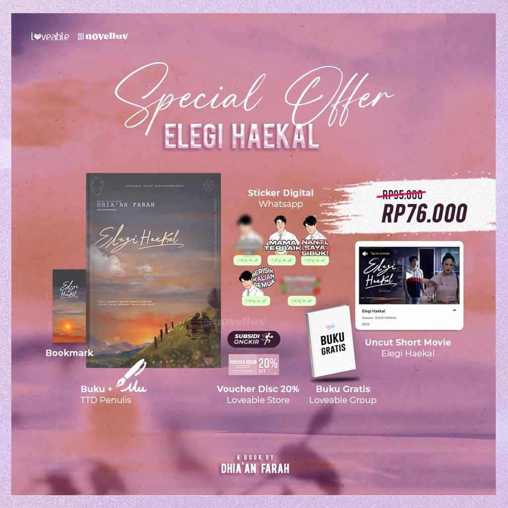 Novel Elegi Haekal by Dhiaan Farah  Novel AU Alternate Universe Twitter - Buku Kedua Penulis Dikta d