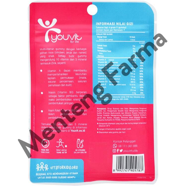 Youvit Multivitamin For Kids Sachet - Multivitamin Gummy Anak Rasa Mix Buah