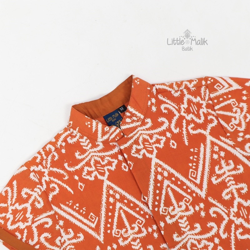 -Batik Organik Teracota- Kemeja Batik Anak Lengan Pendek By Little Malik Batik, Garutan Motif Talawang