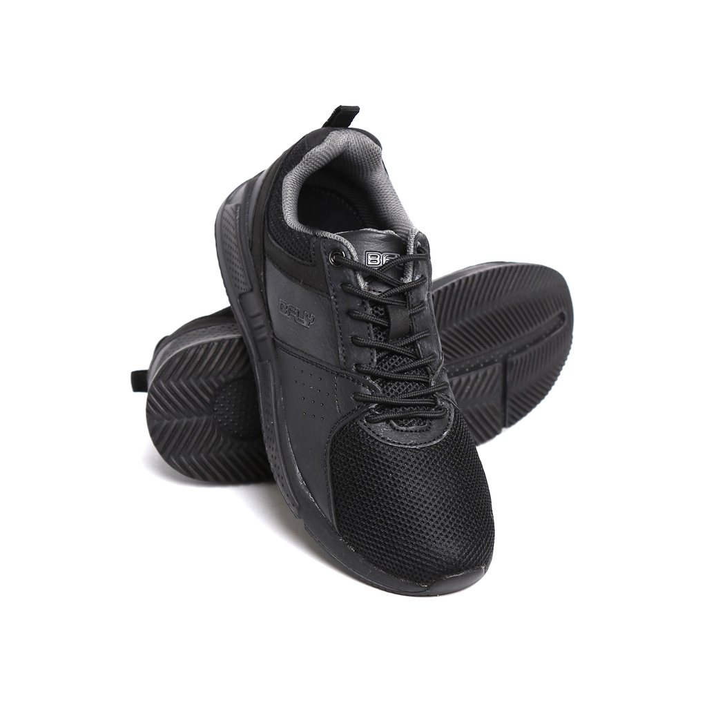 BFLY Sepatu Sneakers Casual Running Sporty SUPERIORS All Black Synthetic Nilon