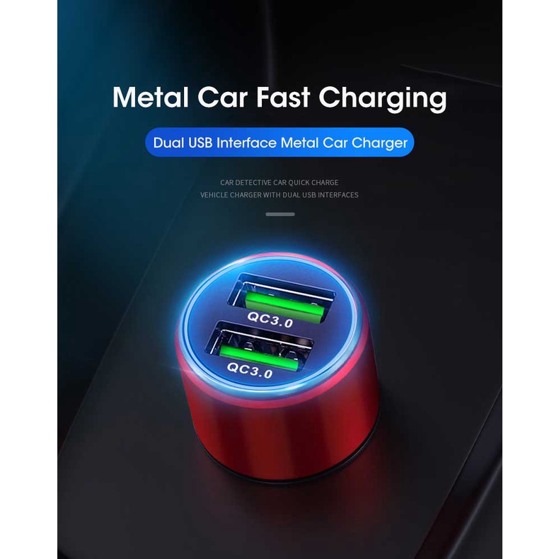 Casan HP Fast Charger Mobil QC 3.0 Quick Charge 3 Body Aluminium 2 USB