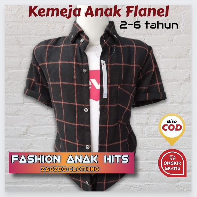 Zagzeg Clothing Baju Kemeja Anak lengan Pendek Flanel Kotak Kotak Cowok Laki Laki Bisa Couple