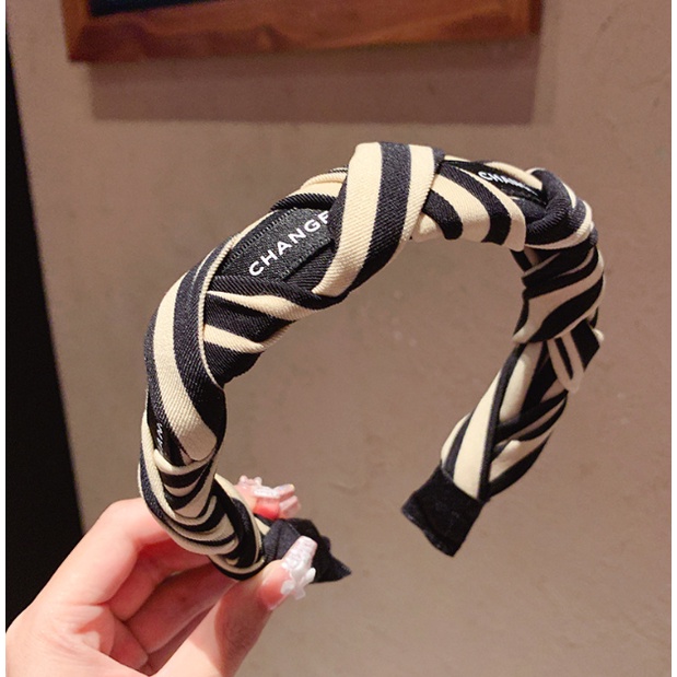 Caliloops Bando Bandana Korean Headband Wanita Dewasa Zebra Garis Amar