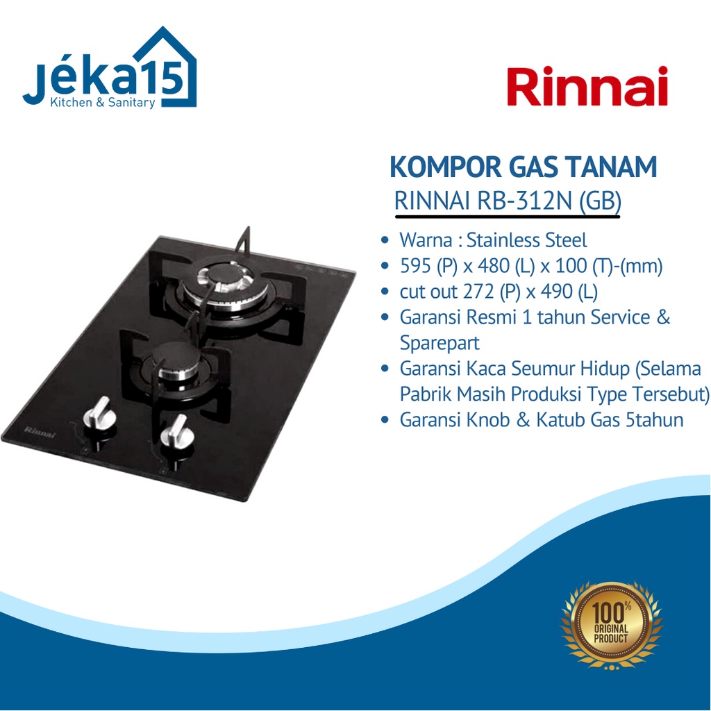 KOMPOR GAS TANAM RINNAI // RINNAI RB-312N(GB)