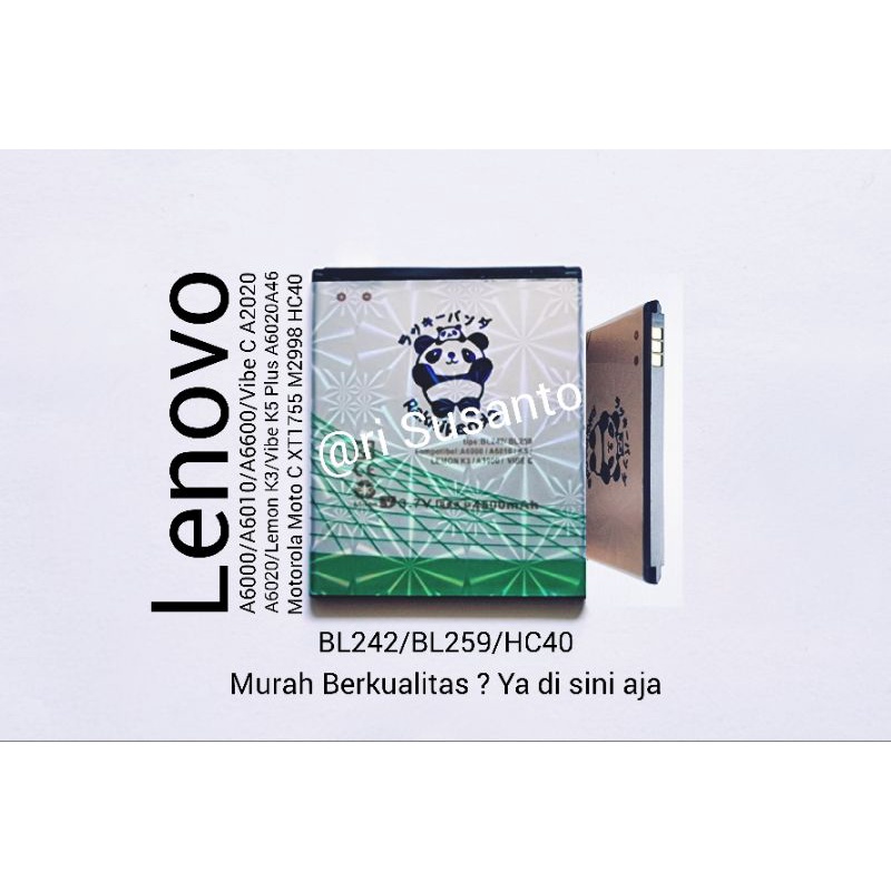 Baterai Rakkipanda BL242 / BL259 for Lenovo A6020 / Lemon K3 / Vibe K5 Plus A6020A46 / Motorola Moto