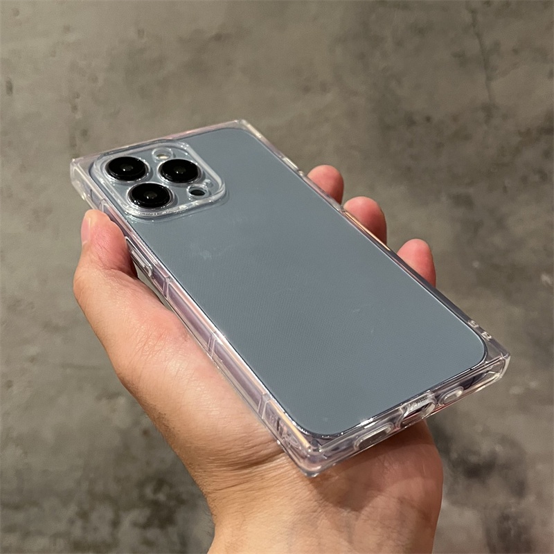 Soft Case TPU Transparan Bentuk Kotak Untuk iPhone 14 13 12 11 Pro X XS MAX XR Se20 7 8 Plus