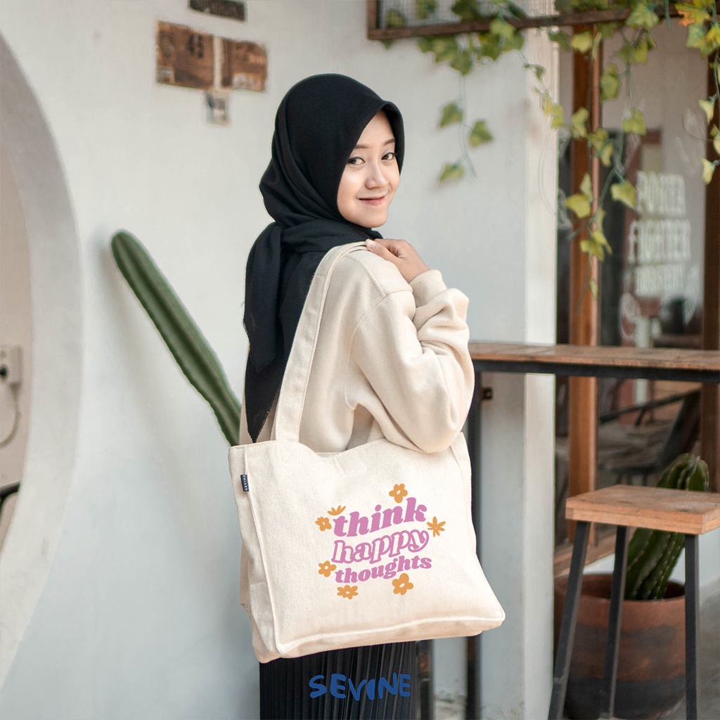 Sevine Totebag Kanvas Daisy Tas Wanita Tote Bag Kantong Laptop Kuliah Sekolah Kerja Quotes Y2K Pastel Aesthetic - KS