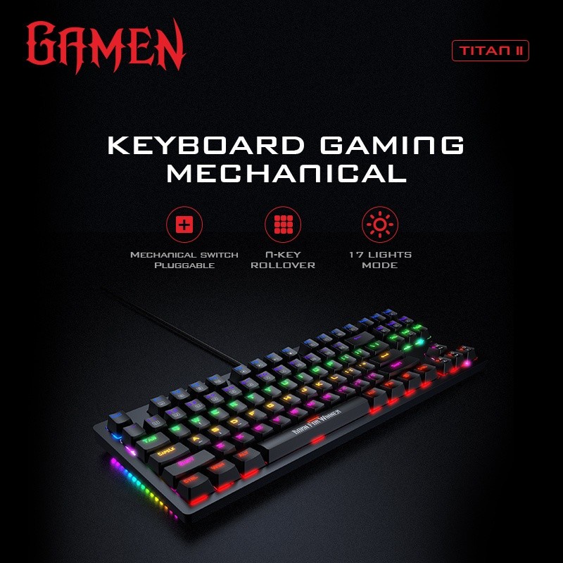 GAMEN Mechanical Keyboard Titan II Pluggable Switch Black