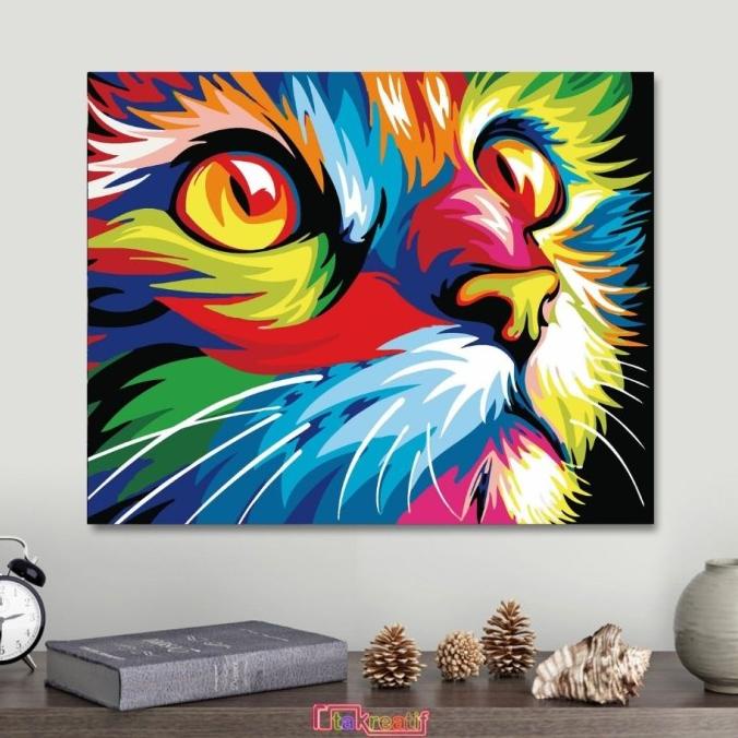 

Painting By Numbers Canvas DIY - Set Melukis - Hopeful Cat - 50 x 40CM Non COD