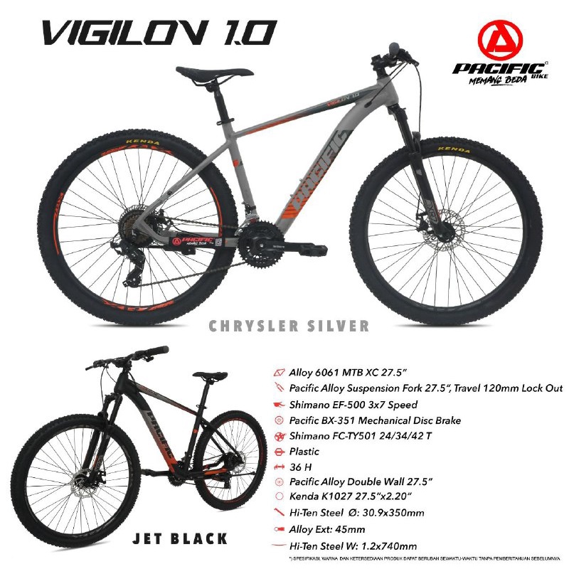 Sepeda Gunung MTB Pacific Vigilon 1.0 alloy 21 Speed