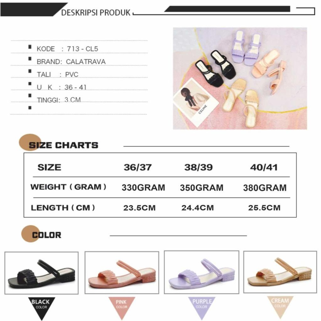 713-CL5 [CALATRAVA] SENDAL WANITA TALI 2IN1 | SANDAL WEDGES WANITA | SANDAL SELOP WANITA | SENDAL WEDGES JELLY | SENDAL KEKINIAN WANITA