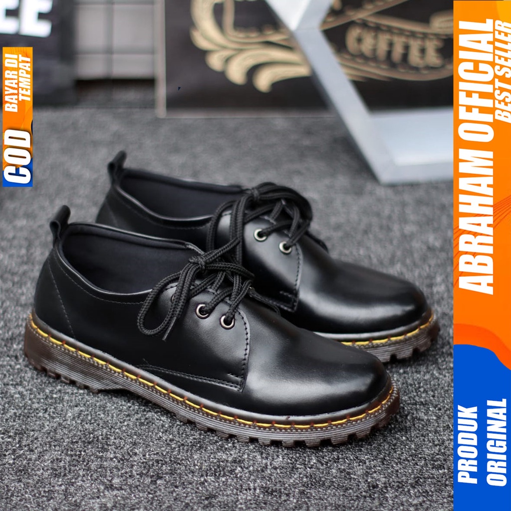 Sepatu Formal Docmart Low Boots Pantofel Hitam Wanita Abraham Jumi