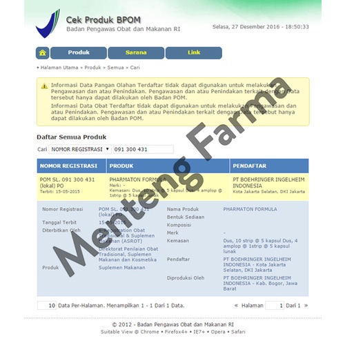 Pharmaton Formula - Suplemen Penambah Energi dan Stamina Tubuh