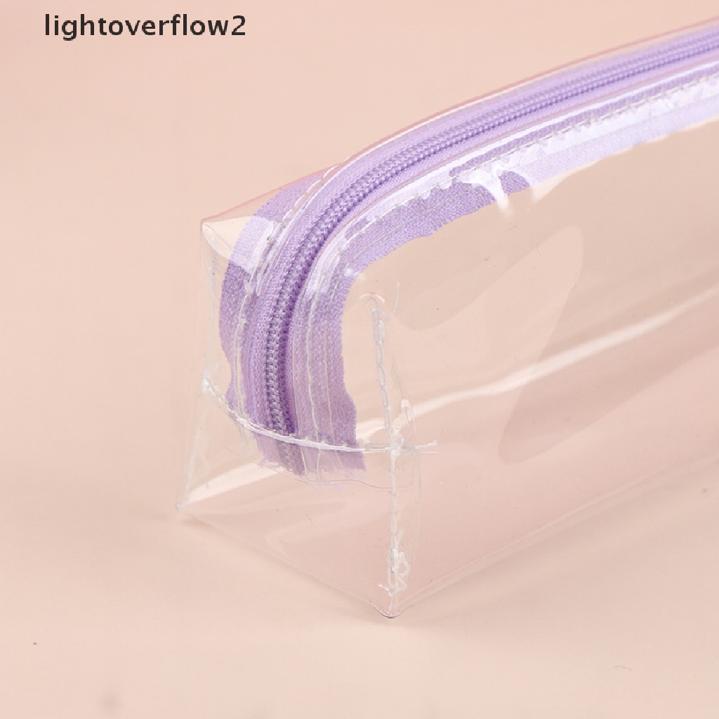 (lightoverflow2) 1pc Tas Organizer Pensil / Kosmetik / Makeup Transparan Dengan Resleting