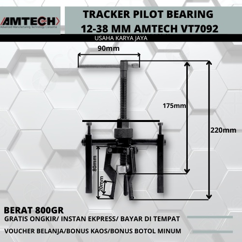 Treker Pilot Bearing Puller 12-38mm AMTECH VT7092 Original Terbaru Trecker Bearing Dalam Pilot AMTEC