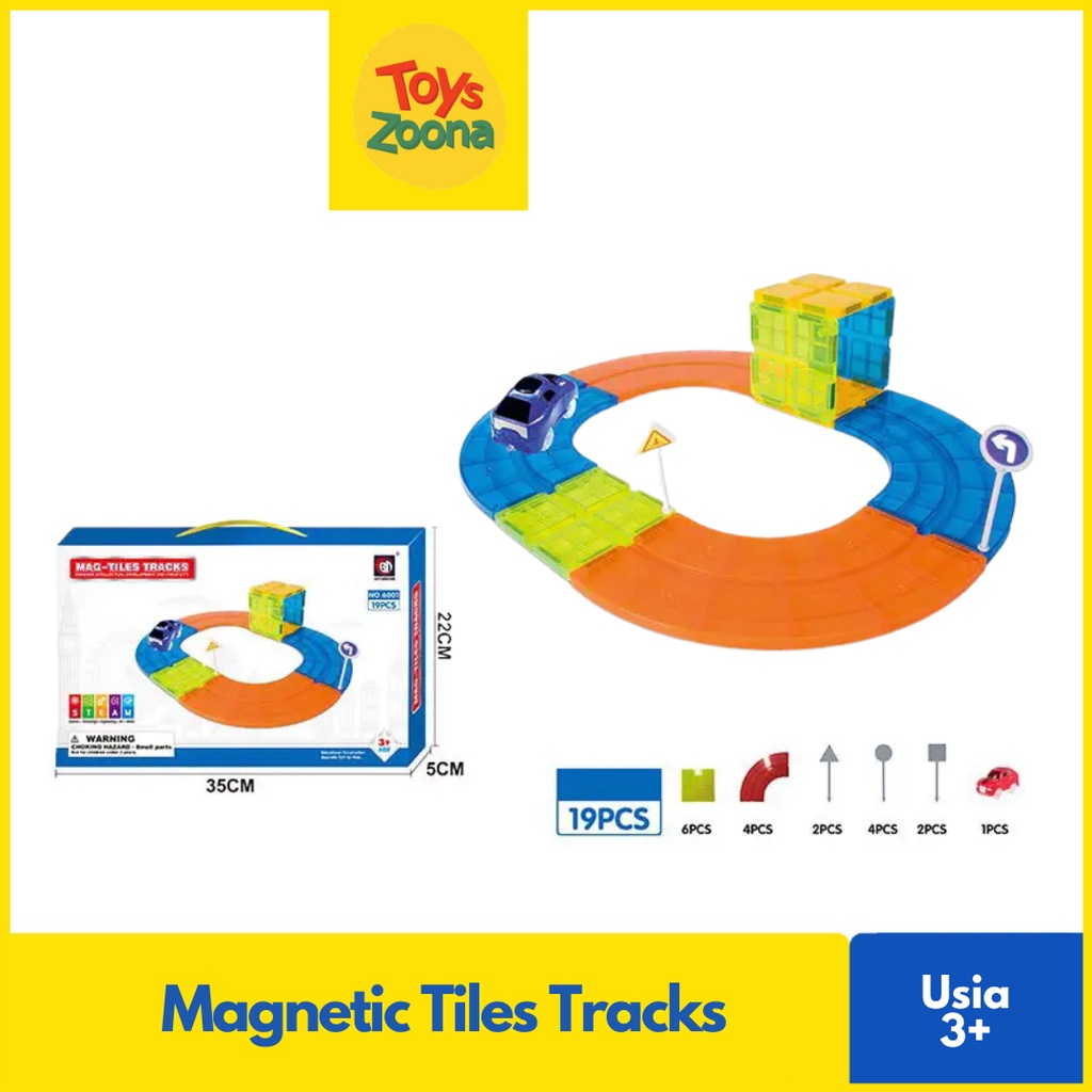 ToysZoona Magnetic Tiles Tracks Pieces Set Mainan Magnet Edukasi Anak / Mainan Anak Edukasi / Mainan Magnet / Mainan Magnet Anak