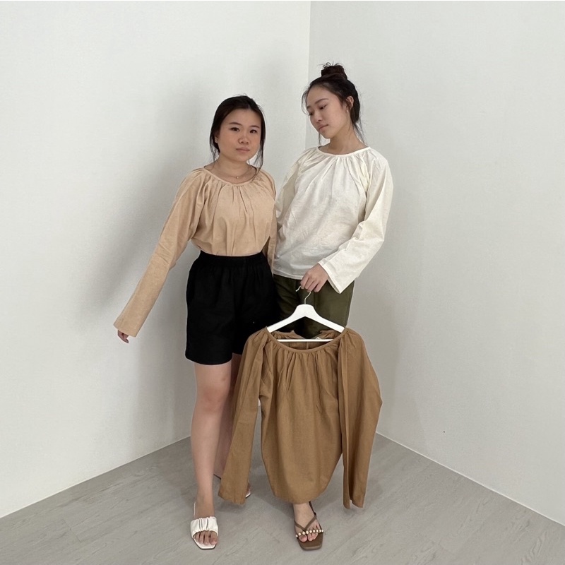 PORONAKA - AYAKO Atasan Linen Basic Blouse Longsleeve Top