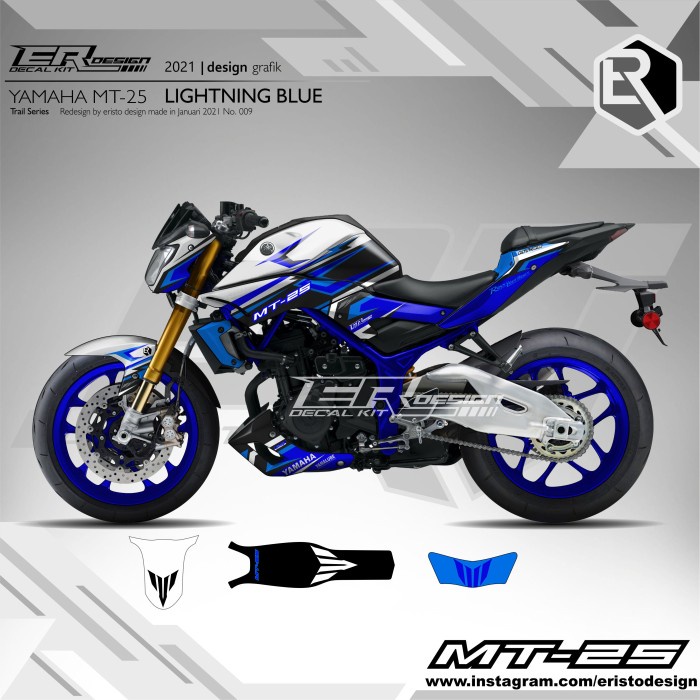 Decal Sticker Yamaha Mt25 Lightning Blue Fullbody [Ready]