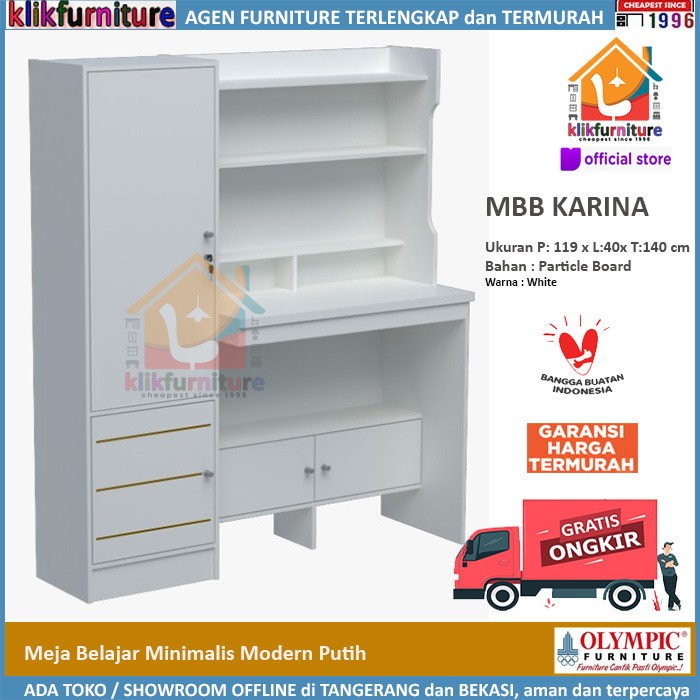 Furniture Promo Meja Belajar Putih Minimalis Olympic Anak Mbb Karina