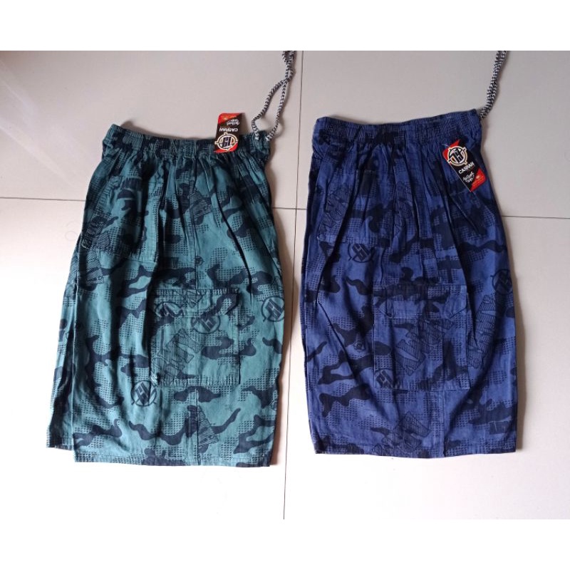 Celana pendek pria kolor army motif loreng Bahan semi jeans