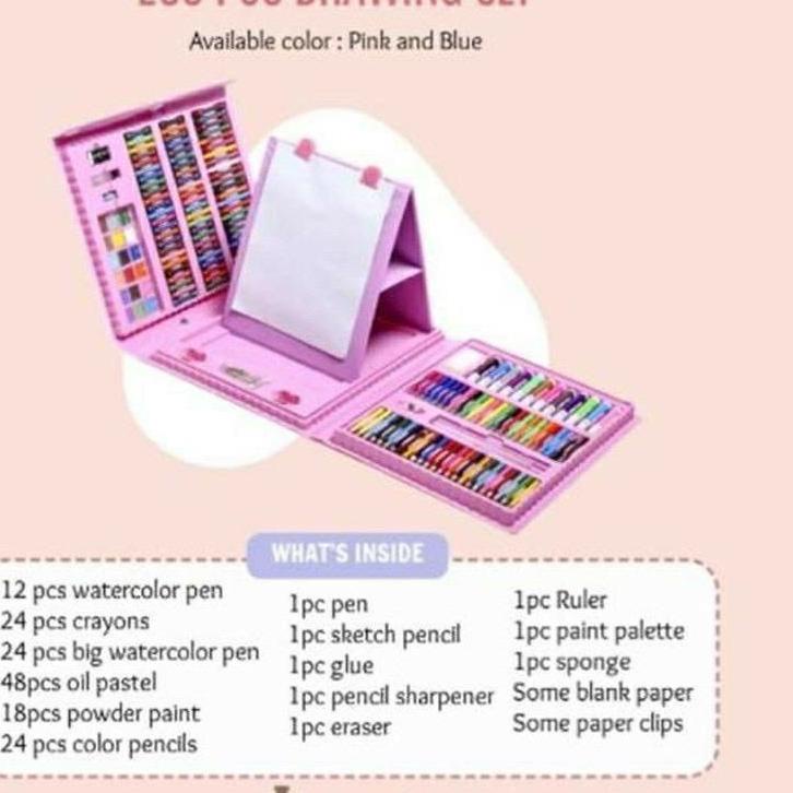

(PROMO Q0Y71) Colouring Set Anak 208 pcs Crayon Art Set Alat Lukis ✦