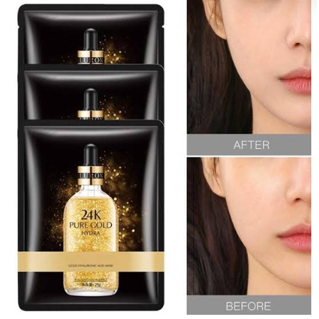 Veze 24K Pure Gold Hydra Hyaluronic Acid Mask Masker Facial Sheet Mask Masker Ekstrak Emas CJR