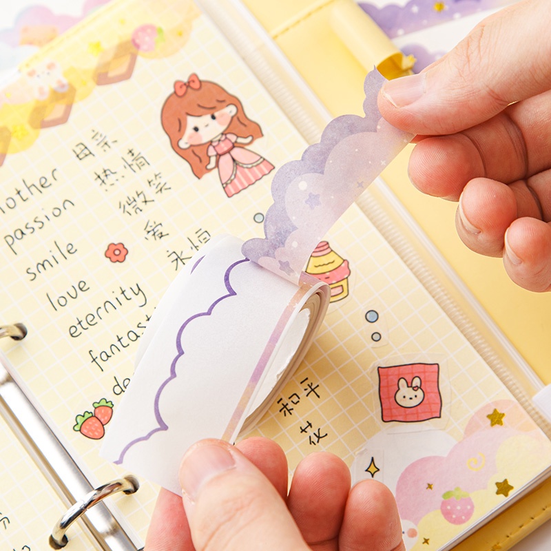 3m / roll Tape Stiker Motif Kartun Kawaii Lucu Untuk Dekorasi Scrapbook / Diary DIY