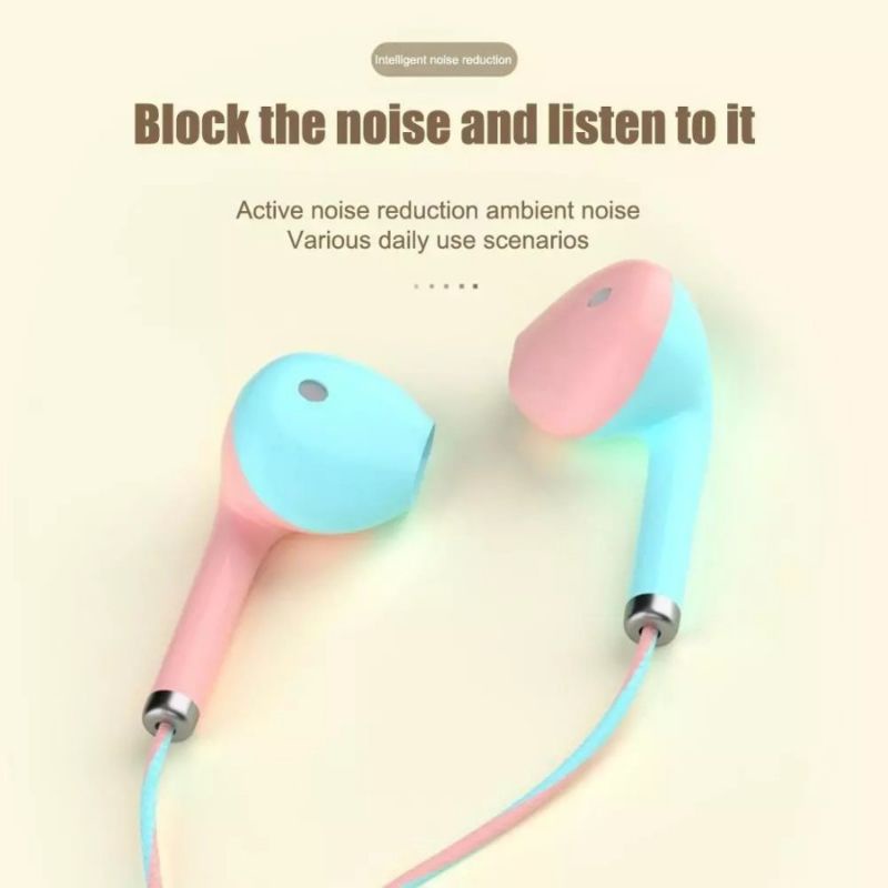 MEASTORE | HANDSFREE U24 MACARON EXTRA BASS HIFI | TWO TONE DUA WARNA / EARPHONE R2