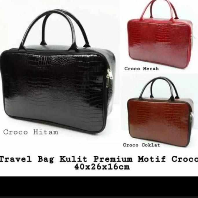 Travel Bag Kulit Premium Motif Croco |Tas jinjing |Tas pakaian