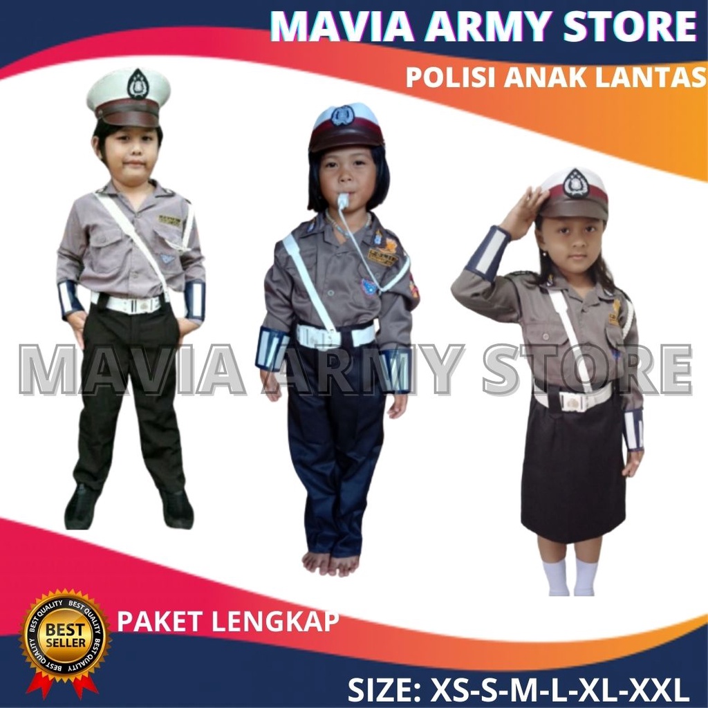 Grosir baju seragam polisi anak tk paud lantas kostum profesi setelan pocil karnaval agustus akademi