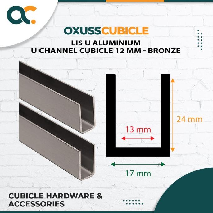 List U Aluminium 12mm U Channel Cubicle (185cm - Bronze)