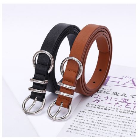 Ikat Pinggang Wanita Polos THIN KECIL/THIN BESAR Fashion Kulit PU Gasper Sabuk Cewek