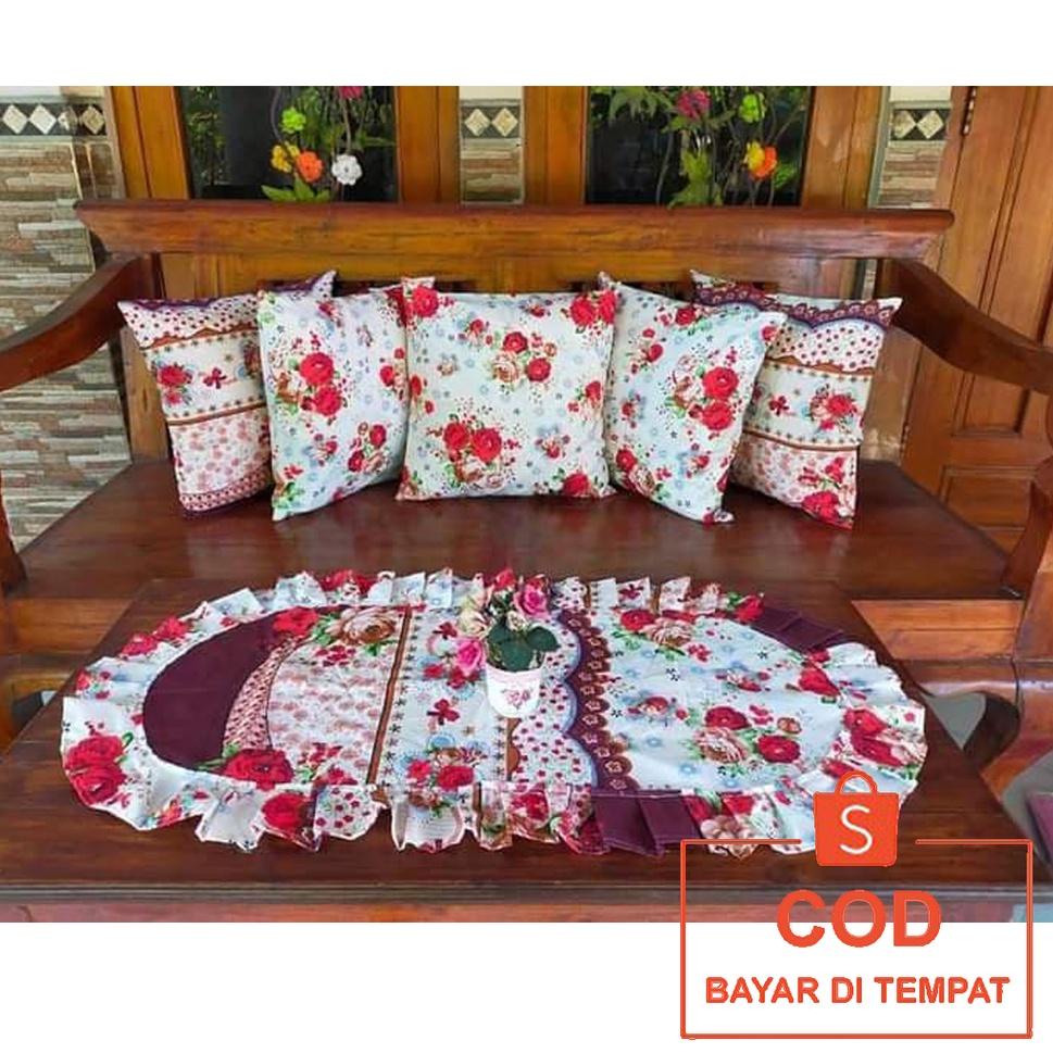 GDW.18Oc22ᵟ ▫  Sarung Bantal Kursi Sofa Dan Taplak Meja Tamu SARUNG BANTAL SOFA SET DAN TAPLAK MEJA 