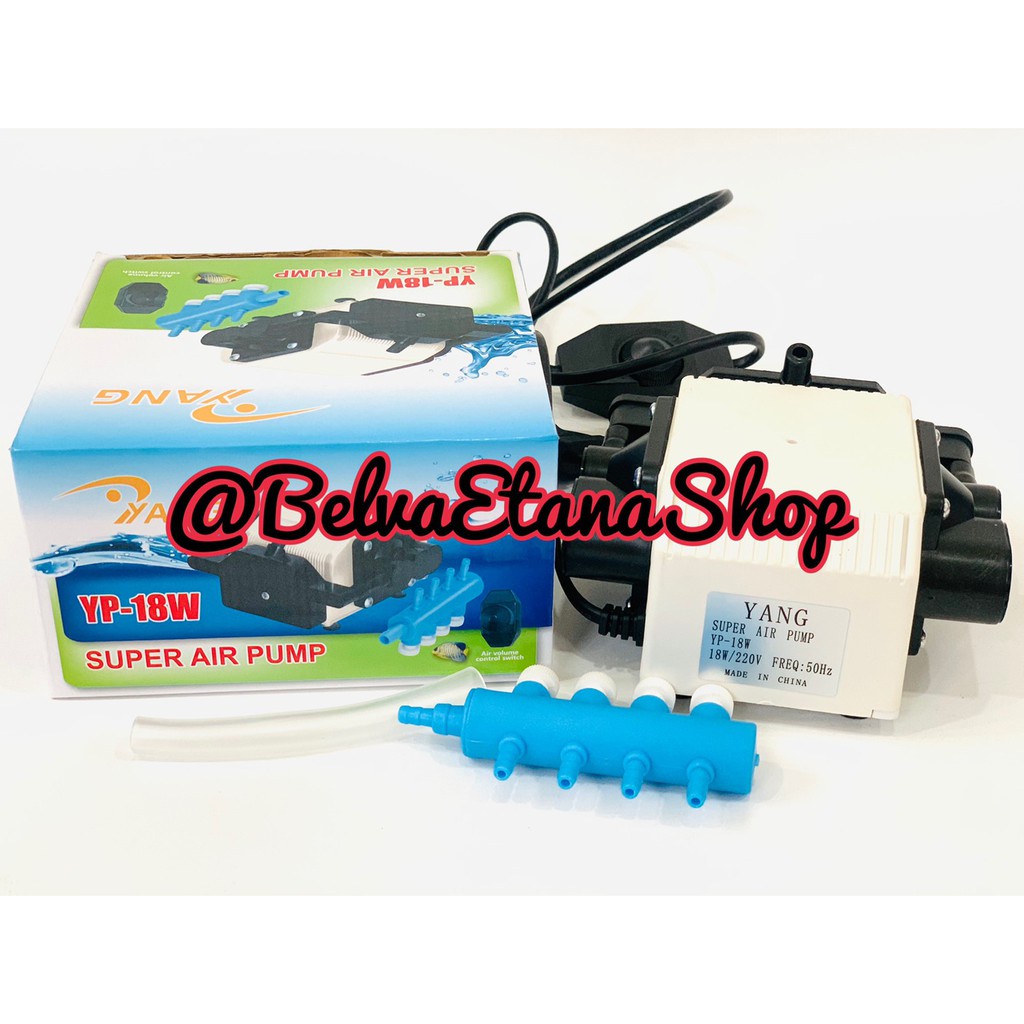 YANG YP 18W Air Pump 4 Lubang Output Pompa Udara Aquarium Kolam Ikan