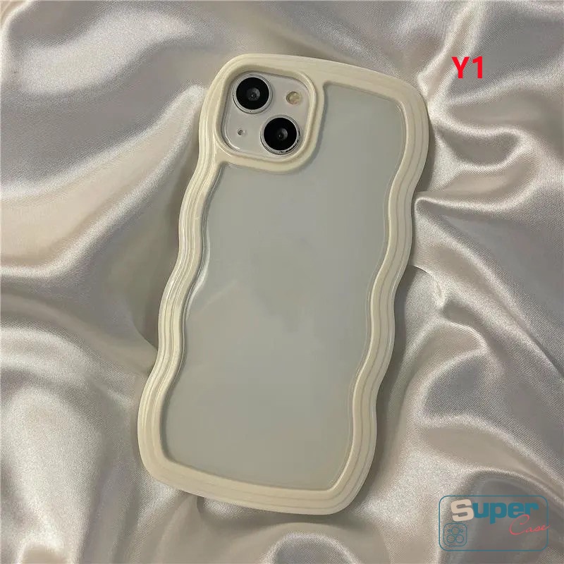 Case Simple Mewah Realme C55 C21Y C15 C35 C25s C12 C11 2021 9i C25Y C20 C20A C3 6i 5i 5 5s C1 Transparan Macaron Warna Permen Wavy Edge Bening Soft Case